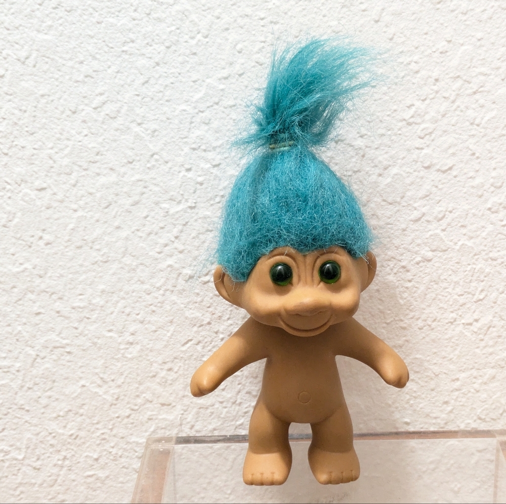 Troll Doll Teal Hair T.N.T. Blue Eyes 5" Tall 1991